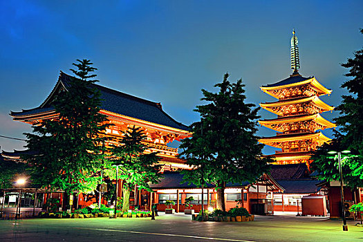 浅草寺,东京,日本,夜晚