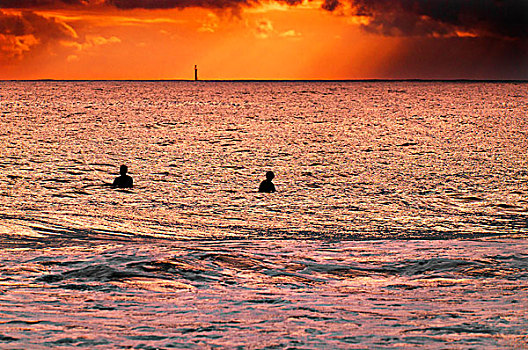 日落,海滩,西澳大利亚州
