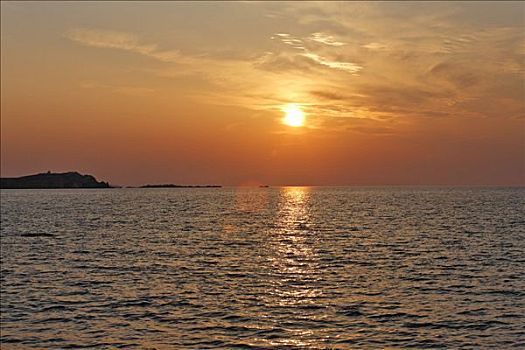日落,上方,海洋,米克诺斯岛,希腊