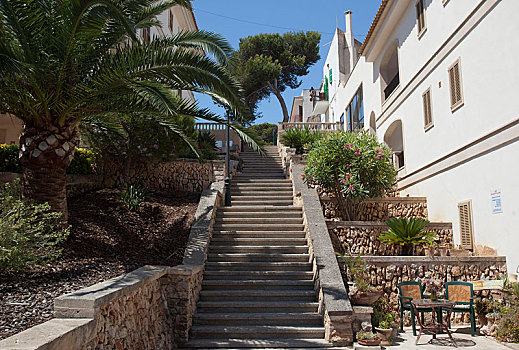 小巷,楼梯,马略卡岛,巴利阿里群岛,西班牙,欧洲