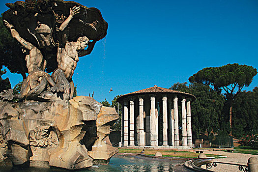 意大利,罗马,圆形,二世纪,喷泉,两个,1715年