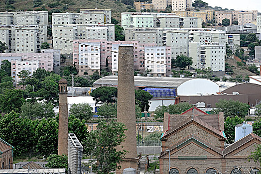 城市风光,区域,城市,巴塞罗那,中产阶级,住宅