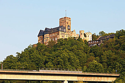 城堡,莱茵河中游,山谷,莱茵兰普法尔茨州,德国,欧洲,世界遗产