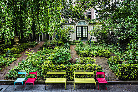 荫凉,花园,椅子,马赛,博物馆,照片,城市,中心,阿姆斯特丹,荷兰