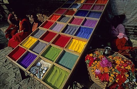 女人,销售,彩色,靠近,帕苏帕蒂纳特寺,尼泊尔