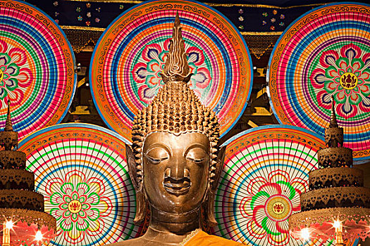 佛像,祈祷,大厅,寺院,万象,老挝