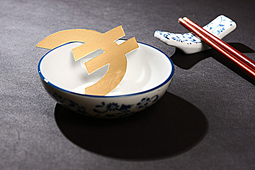 碗碟里的欧元货币符号