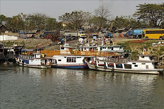 船,港口,曼德勒,伊洛瓦底江,缅甸