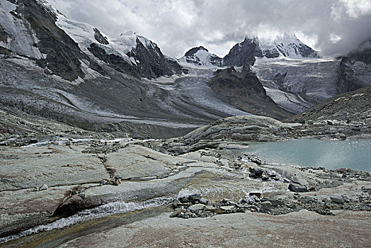 冰河,研磨,溪流,阿尔卑斯山,瑞士