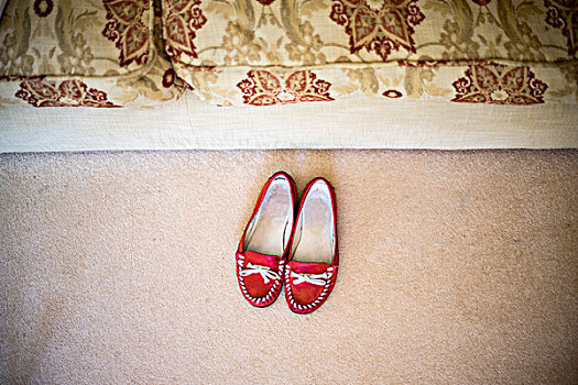 红色,鞋,沙发