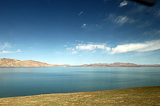 西藏,高原,蓝天,白云,湖水,0009