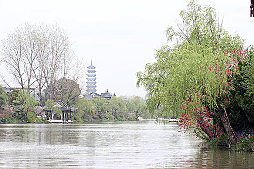 扬州,瘦西湖,楼台亭阁,花红柳绿,0125