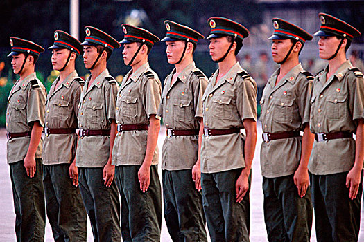中国人,军人,警戒,责任,站立,排列