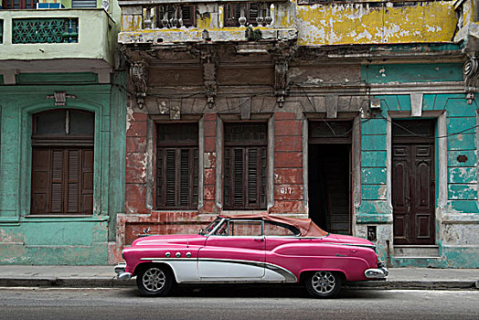 经典,粉色,美洲,哈瓦那旧城
