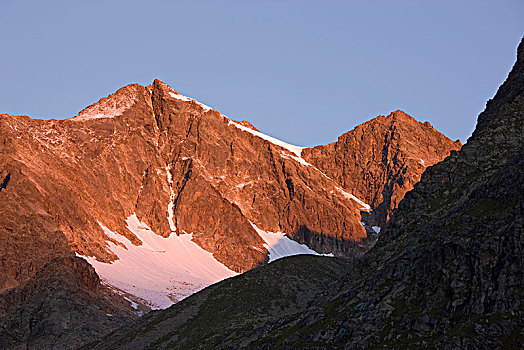 顶峰,早晨,亮光,阿尔卑斯山,提洛尔,奥地利