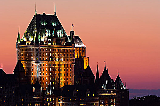 酒店,劳伦斯河,暮光,魁北克,加拿大