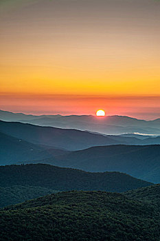 山,墓地,区域,日出,北卡罗来纳