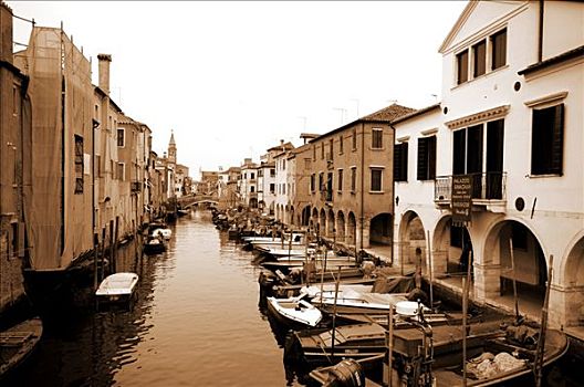 建筑,船,河,基奥贾,威尼托,意大利
