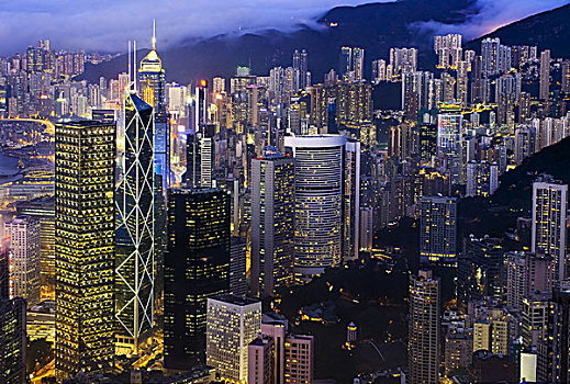 香港,夜晚,天际线