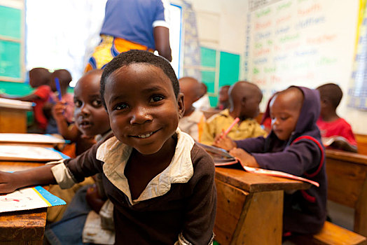 学童,小,学校,近郊,卢旺达,非洲