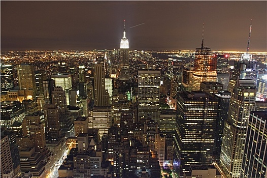 纽约,全景,夜晚