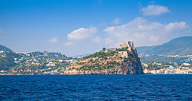 海边风景,伊斯基亚,阿拉贡,城堡,岩石,地中海,海岸,意大利