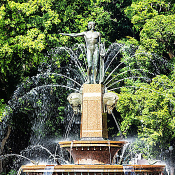 悉尼,老式,喷泉,靠近,公园