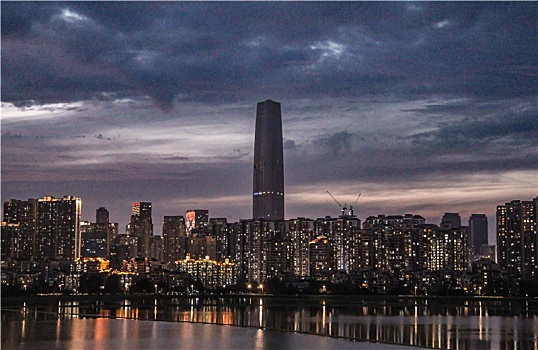 武汉城市中心cbd夜晚风光