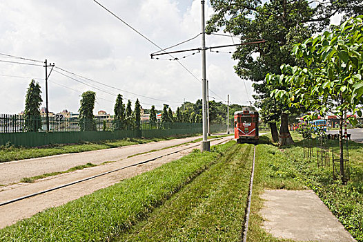 有轨电车,轨道,加尔各答,西孟加拉,印度