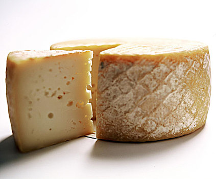 切削,羊奶干酪,白色背景