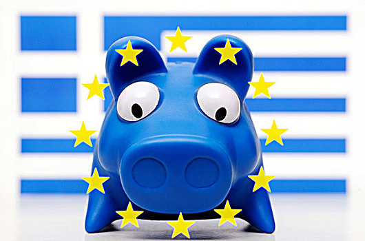 小猪,正面,希腊,旗帜,象征,图像,政府,赤字,债务,危机