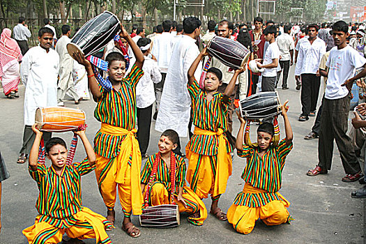 孟加拉人,人,男人,庆贺,新年,节日,起点,文化,传统,国家,彩色,音乐
