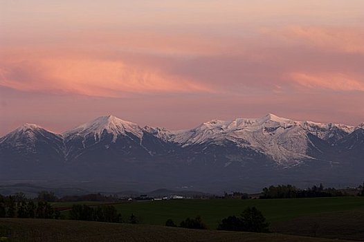 顶峰,山脉,日落