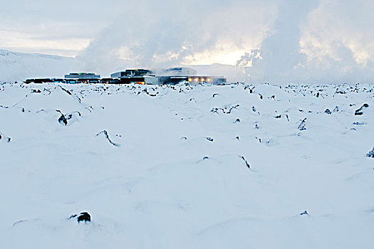 冰岛,雷克雅奈斯,半岛,蓝色泻湖,地热发电站