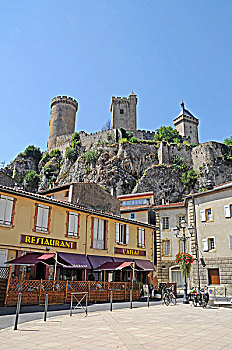 城堡,地点,广场,比利牛斯山脉,法国,欧洲