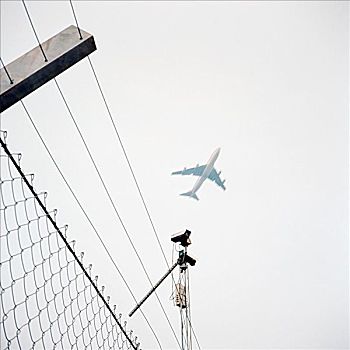 飞机,高处,铁丝栅栏