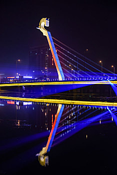 内蒙古自治区呼和浩特市敕勒川大桥夜景