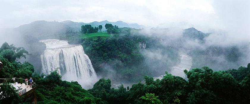 烟雨黄果树瀑布,贵州,风景,雾,雨,瀑布,黄果树,名胜,全景