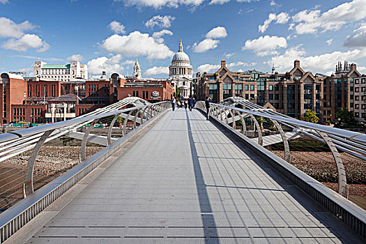千禧桥,大教堂,伦敦,英格兰,英国,欧洲