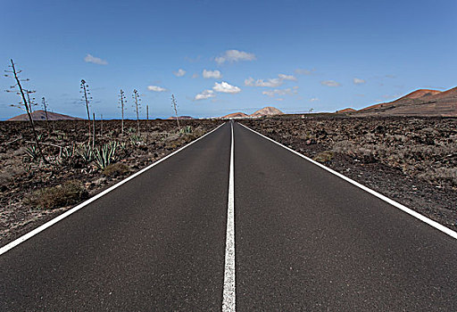 道路,火山地貌,靠近,兰索罗特岛,加纳利群岛,西班牙,欧洲