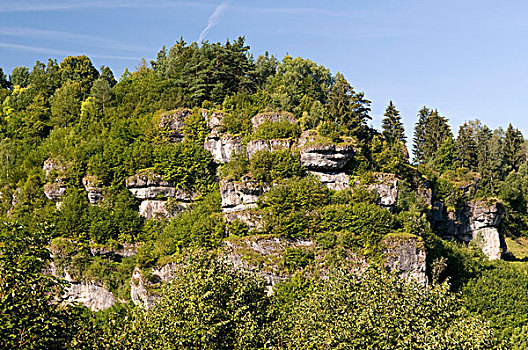 陡峭,悬崖,风景,瑞士,自然,保存,鲍顿斯坦,弗兰克尼亚,巴伐利亚,德国,欧洲