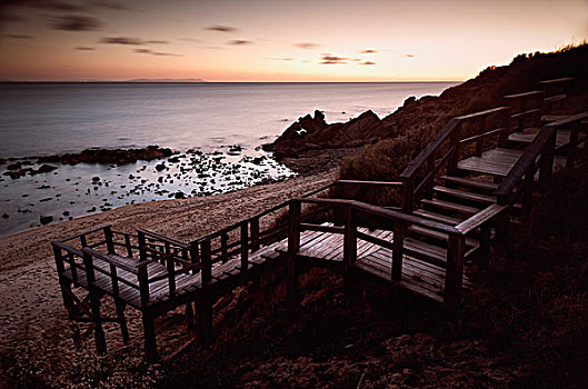 木质,楼梯,海滩,安达卢西亚,西班牙