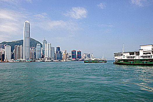 中心,天际线,星,渡轮,码头,香港