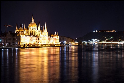 匈牙利,国会大厦,风景,夜晚
