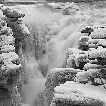 俯拍,冰瀑,阿萨巴斯卡瀑布,碧玉国家公园,艾伯塔省,加拿大