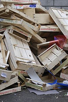 废物管理,收集,木质,板条箱