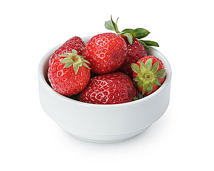 成熟,草莓,碗,隔绝,白色背景,背景