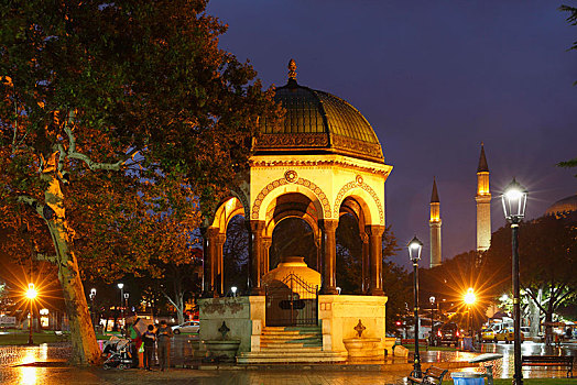德国,喷泉,右边,圣索菲亚教堂,伊斯坦布尔,欧洲,省,土耳其