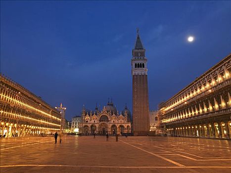 圣马可广场,夜晚,威尼斯,意大利