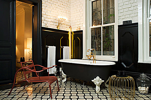 浴室,黑色,墙壁,风格,金属,家具,黑色背景,白色,砖瓦